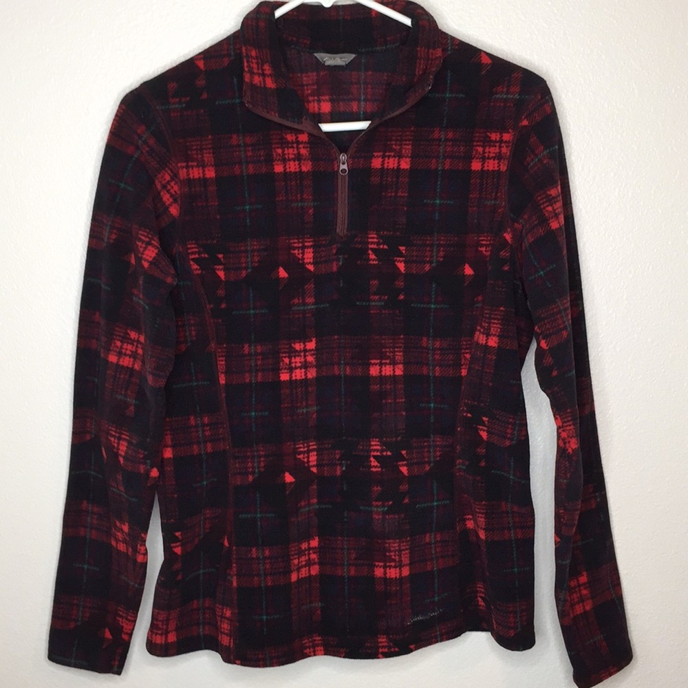 Eddie Bauer buffalo print fleece quarter zip
